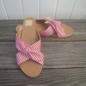 Lady One Coastal Red-White Stripe Made in Mexico Flat Slip-on Sandals Size 9